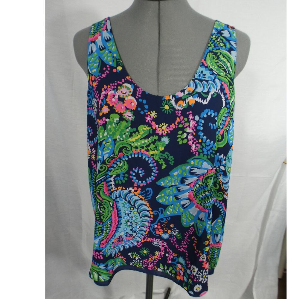 Lilly Pulitzer Large Tank Blouse Bright Colors Flowy Lightweight Mesh Lined
